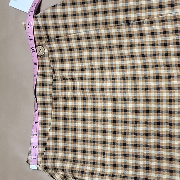BP Size S Black Tan Cream Plaid Faux Wrap Button Front Mini Skirt, NEW with Tag - Picture 5 of 11